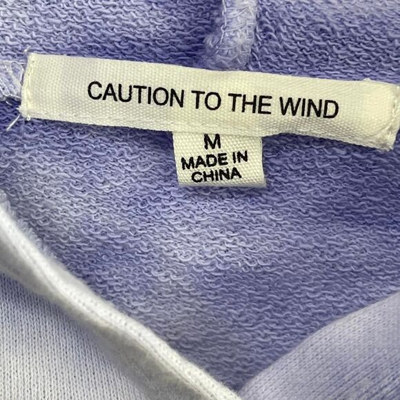 Caution to the Wind Size M Purple & White Tie-Dye Cropped Hoodie - Picture 3 of 4